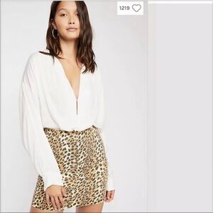 FREE PEOPLE White Plunge Thong Bodysuit